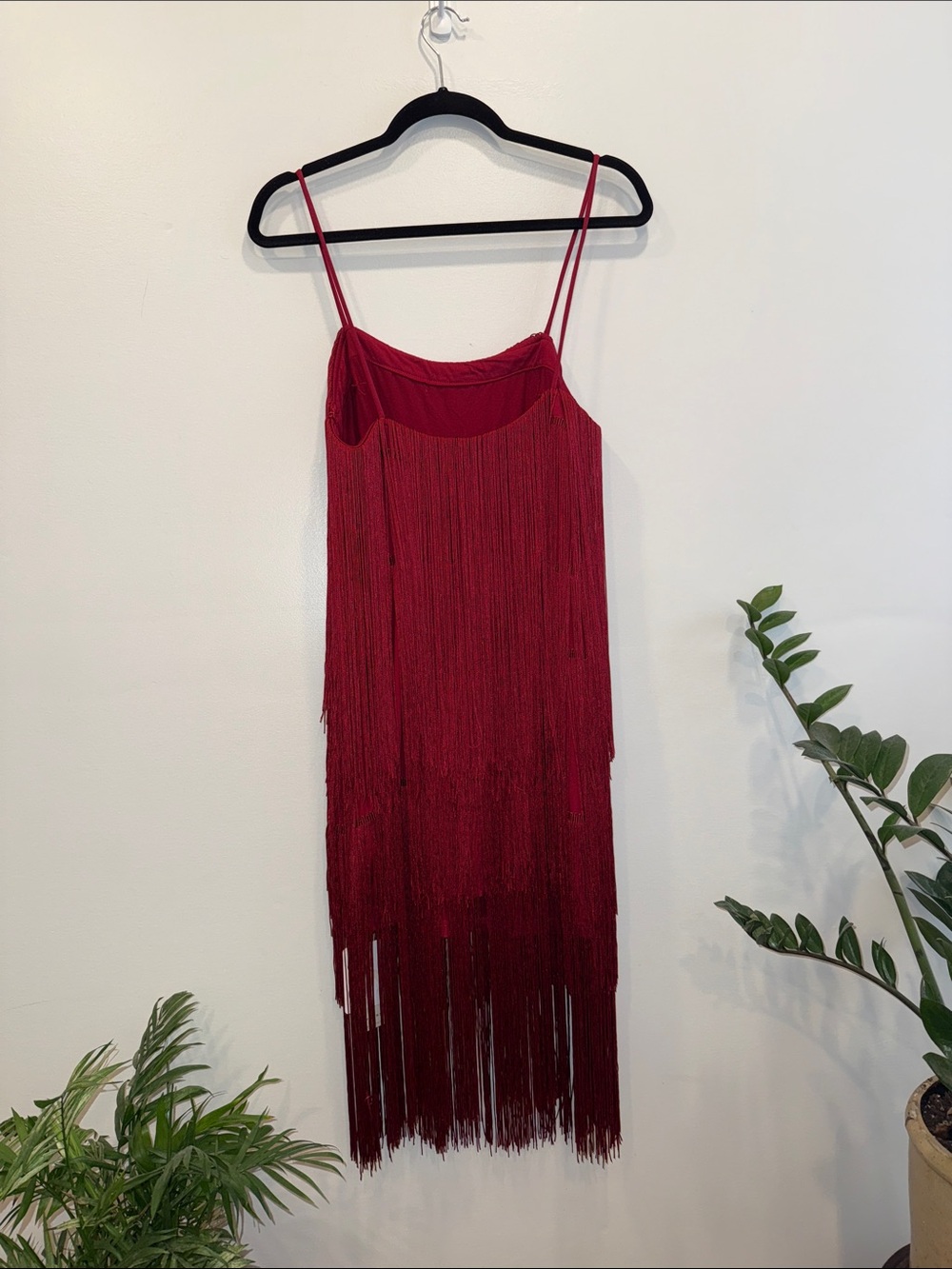 Commense Red Fringe Mini Slip Dress - Picture 2 of 5